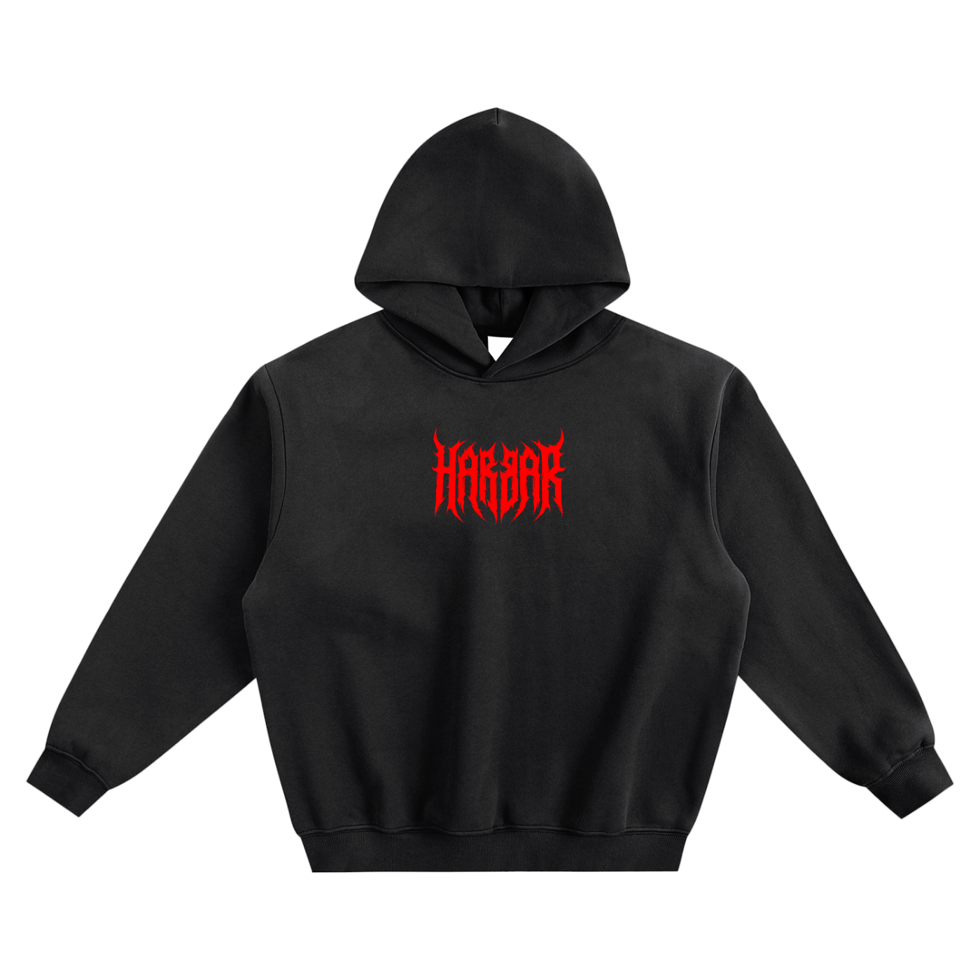 HARBAR Fleeced Boxy Hoodie [Black/Red]